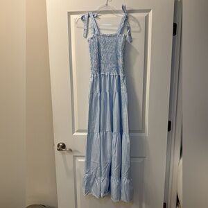 Blue and white maxi dress